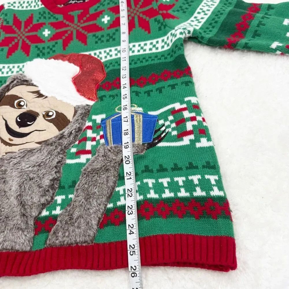 33 Degrees Ugly Christmas Sweater Sloth Wine Glass - US Unisex Size L - Picture 8 of 12